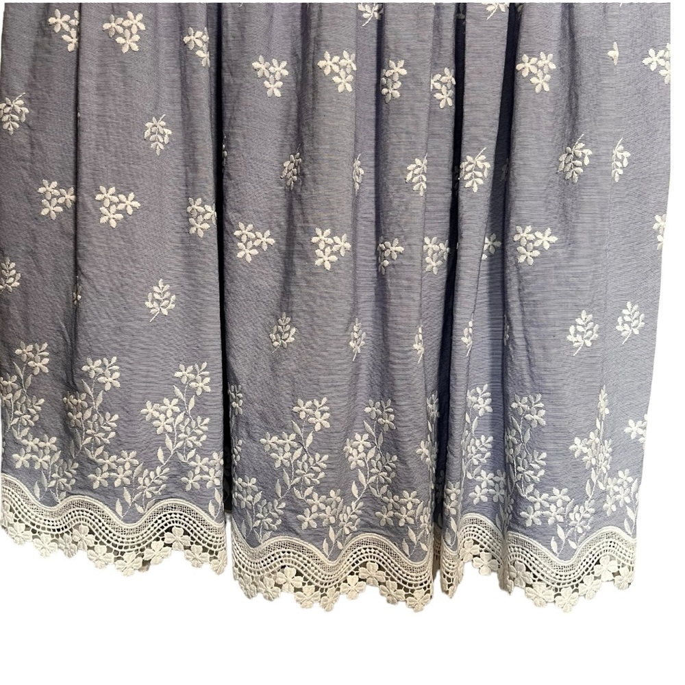 Monique Lhuillier Blue Sleeveless Embroidered Lace Poplin Midi Dress Size 14 - Picture 10 of 16